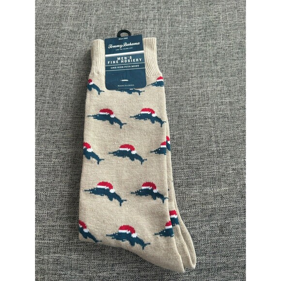 Tommy Bahama Dress Socks SANTA MARLINS Mens One Size Christmas New - Picture 1 of 2